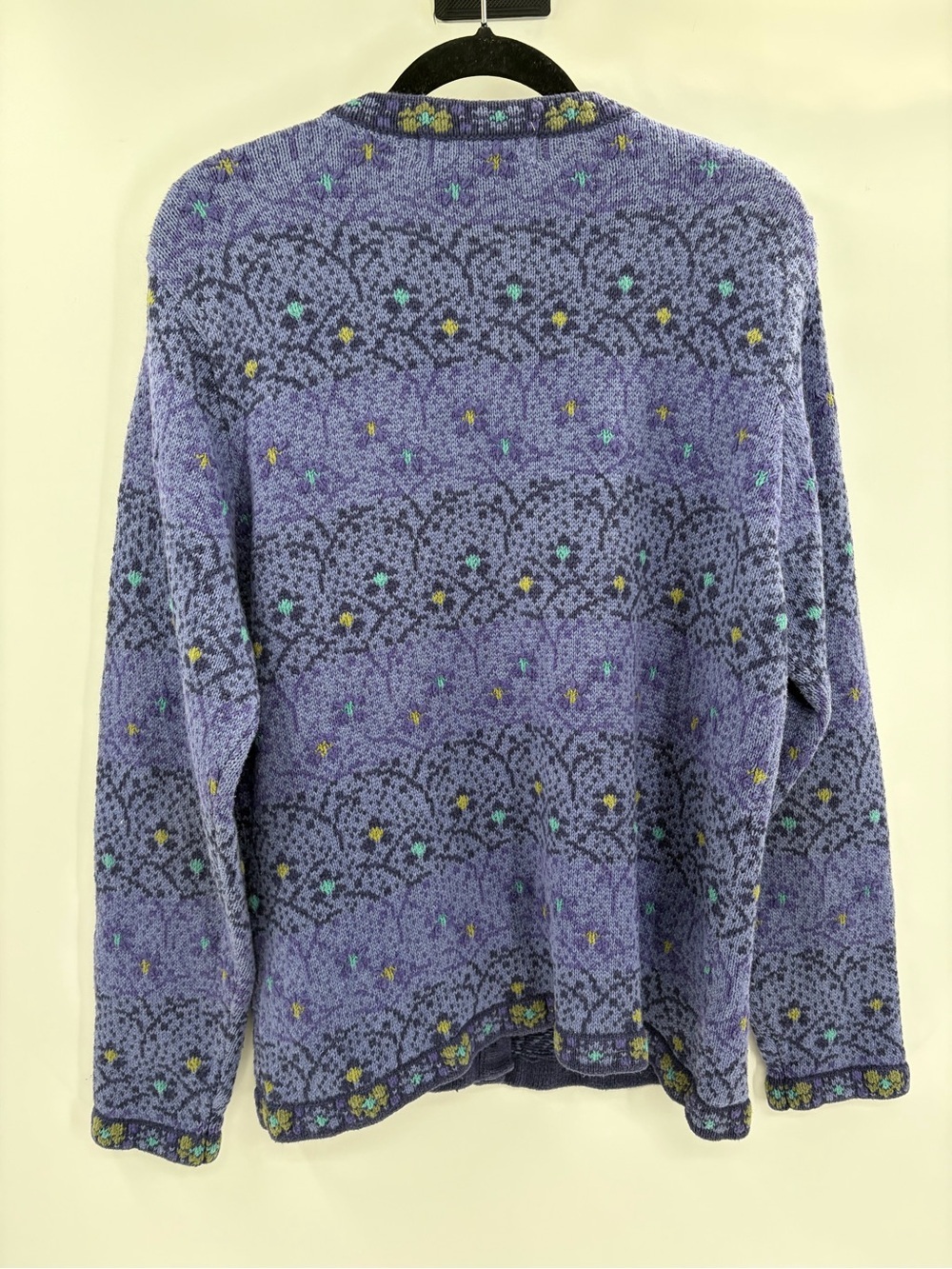 Norm Thompson Sweater Cardigan Floral Purple y2k 2000s Nordic Cottage Core Sz xl - Picture 7 of 11